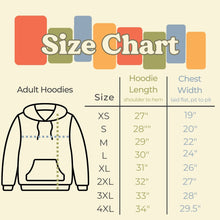 Load image into Gallery viewer, suns and dots pullover hoodie size chart