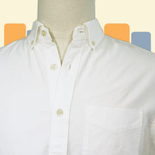 Load image into Gallery viewer, close up photo of neck and pocket of white button up shirt