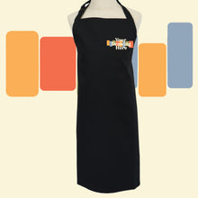 Load image into Gallery viewer, black kids size apron with "your drawing here" text on chest