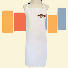 Load image into Gallery viewer, white kids size apron with "your drawing here" text on chest