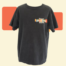 Load image into Gallery viewer, pepper grey youth tee with "your drawing here" text on chest