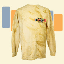 Load image into Gallery viewer, yellow color blasted crew neck long sleeve sweatshirt with "your drawing here" text on chest