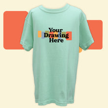 Load image into Gallery viewer, island reef youth tee with "your drawing here" text on chest