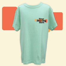 Load image into Gallery viewer, island reef youth tee with "your drawing here" text on chest
