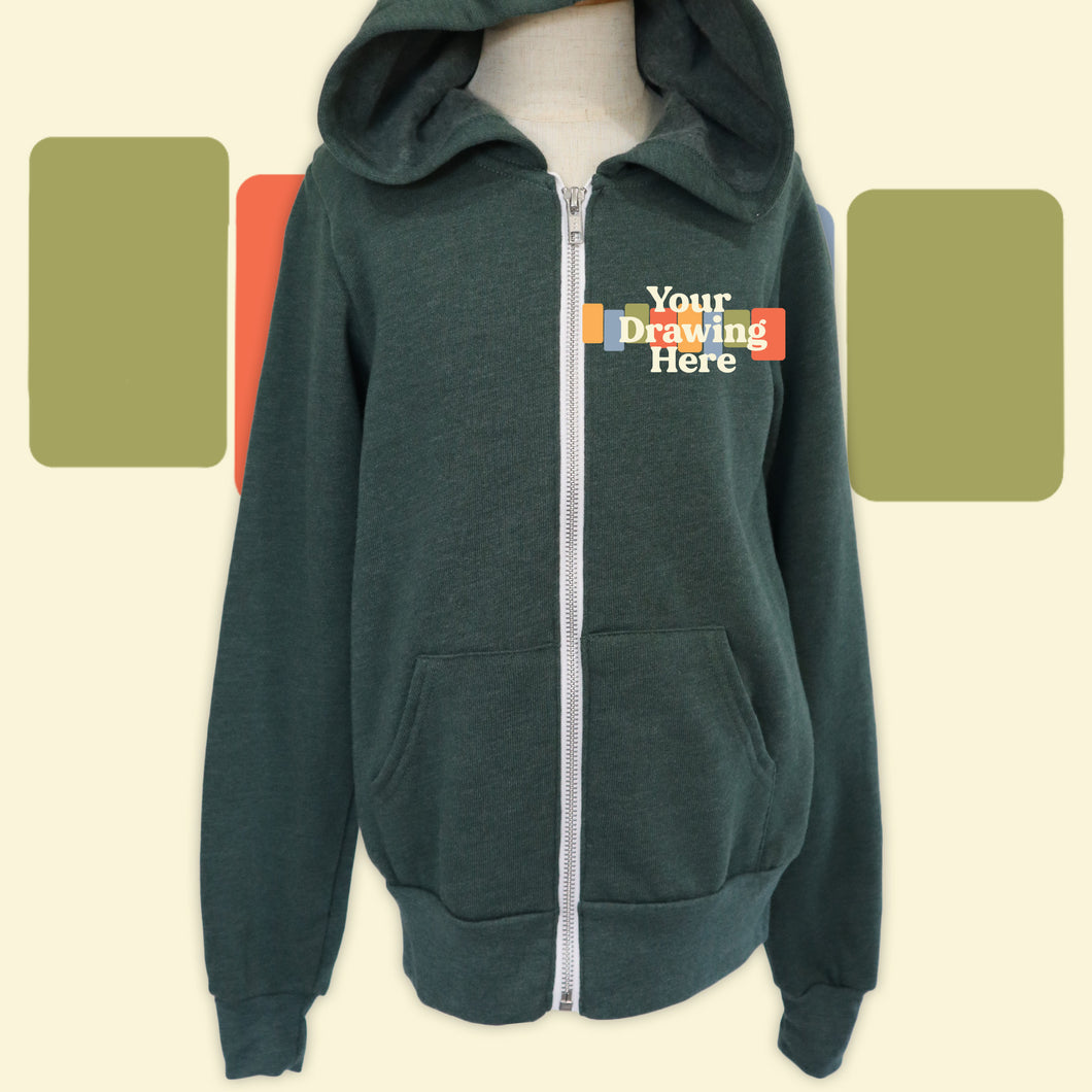 youth green zip up hoodie with 