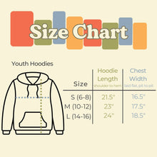 Load image into Gallery viewer, suns and dots youth zip up hoodie size chart
